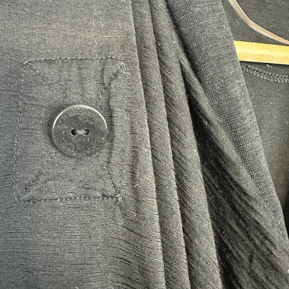 Icebreaker Merino Wool Long Sleeve Black Wrap Cardigan Sweater Medium - Picture 2 of 5